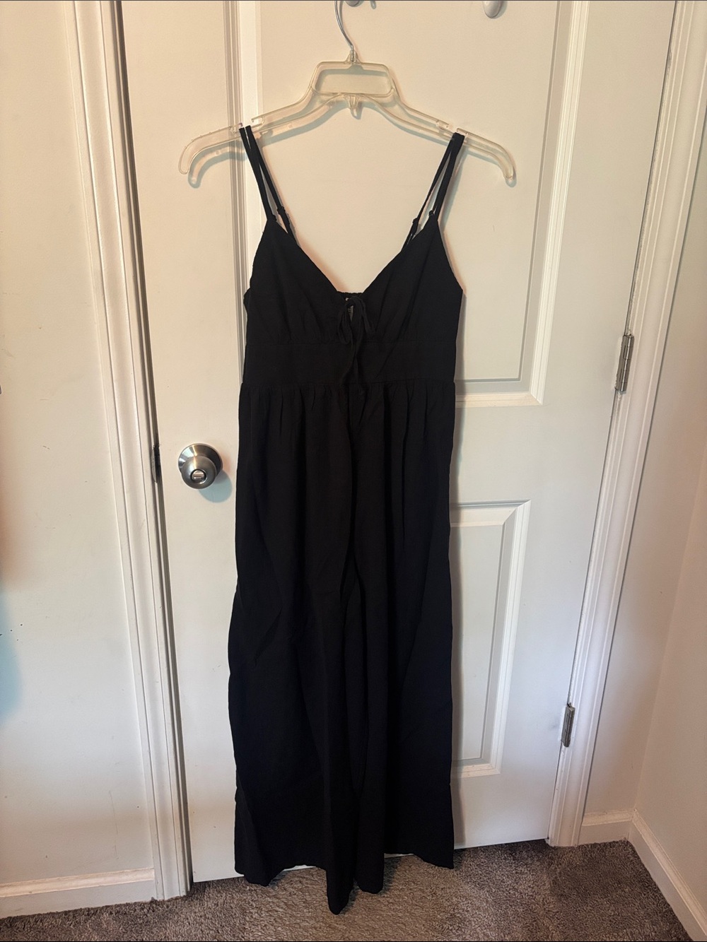 American Eagle Outfitters Black Spaghetti Strap Wide-Leg Jumpsuit